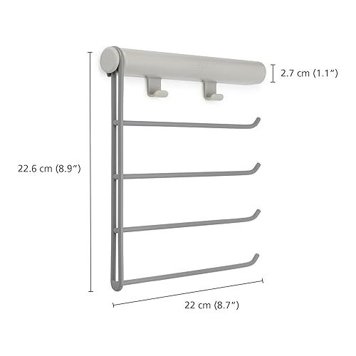 조셉조셉 Joseph Joseph Orderly Belt, Tie & Scarf Hanging Rail, Wardrobe Accessory Organiser, 4 Rails Rack Storage, 2 Belt Hooks