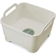 Joseph Joseph Wash & Drain Kitchen Dish Tub Wash Basin with Handles and Draining Plug, 9 liters, Stone/Sage Green