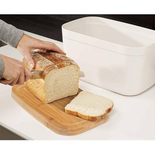 조셉조셉 Joseph Joseph Bread Box with Removable Bamboo Cutting Board,White