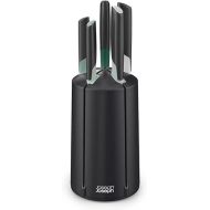 Joseph Joseph Elevate Knives 5-piece Carousel Set, Japanese Stainless Steel Knife Block - Editions - Sage Green and Black