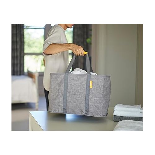 조셉조셉 Joseph Joseph Hold-All Max Collapsible 55L Washing Laundry Basket Bag, Durable Fabric, Moisture Resistant, Grey