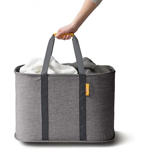 조셉조셉 Joseph Joseph Hold-All Max Collapsible 55L Washing Laundry Basket Bag, Durable Fabric, Moisture Resistant, Grey