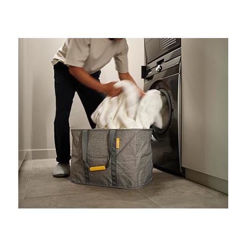 조셉조셉 Joseph Joseph Hold-All Max Collapsible 55L Washing Laundry Basket Bag, Durable Fabric, Moisture Resistant, Grey