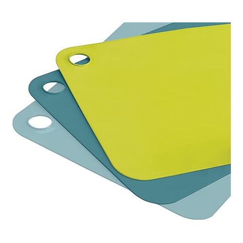 조셉조셉 Joseph Joseph Duo Set of 3 Double-Sided Colour Coded Chopping Board Mat Set, Flexible, Easy to Store, Dishwasher-Safe - Opal