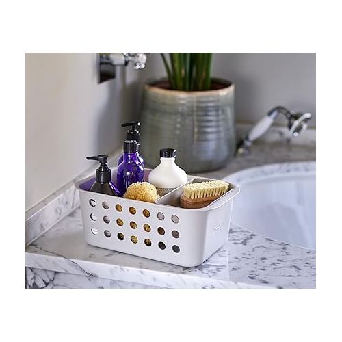 조셉조셉 Joseph Joseph EasyStore - Bathroom essentials Storage Basket Organiser with Moveable tray, Ecru, Small
