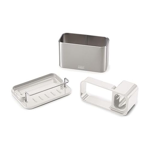 조셉조셉 Joseph Joseph Surface Stainless-Steel Caddy Sink Area Organiser, Sponge Holder, Stainless Steel, One Size, Light Stone