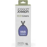 Joseph Joseph Eco Liners IW8 Eco Recycled plastic Bin Liners, Kitchen Bathroom Waste Bags With Tie Tape Drawstring Handles, Extra Strong - Pack of 20, Holds 5 Litres