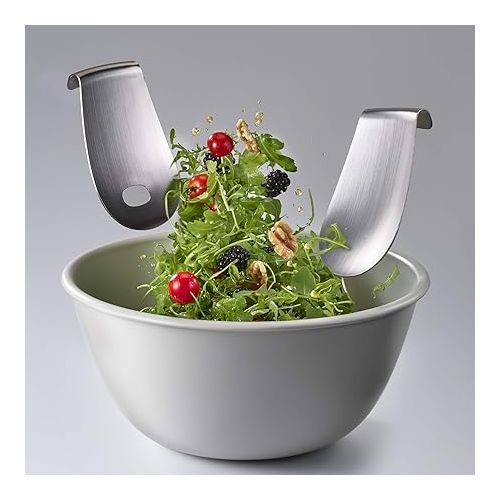 조셉조셉 Joseph Joseph 20155 Uno Salad Bowl & Stainless-Steel Servers Set, 3-Pieces, Stone