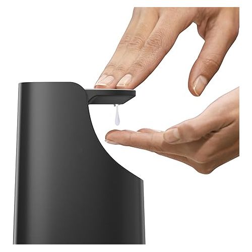 조셉조셉 Joseph Joseph Bathroom Slim, Compact Soap Dispenser, Easy-Push Pump Head, Non Drip Nozzle, Fill-Level Window, Refillable, Matt Black