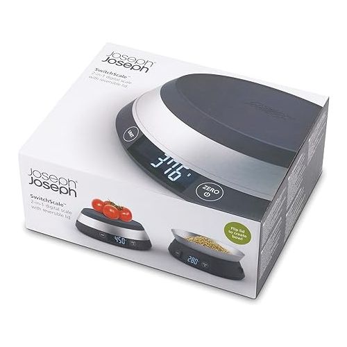 조셉조셉 Joseph Joseph 40054 SwitchScale Digital Scale with Reversible Lid, Gray