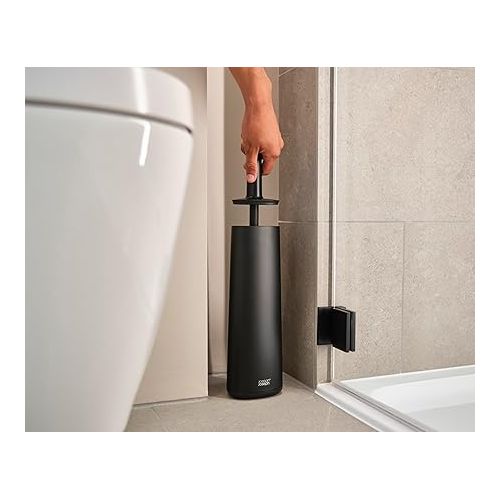 조셉조셉 Joseph Joseph Flex 360, Advanced Smart Toilet Brush and Storage Holder Set with Anti-drip, Anti-Clog, Triple-Action Replaceable Brush Head, Matt Black