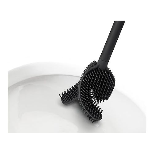 조셉조셉 Joseph Joseph Flex 360, Advanced Smart Toilet Brush and Storage Holder Set with Anti-drip, Anti-Clog, Triple-Action Replaceable Brush Head, Matt Black