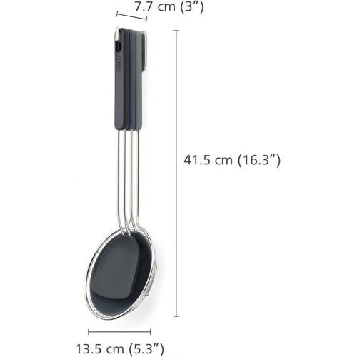 조셉조셉 Joseph Joseph Nest Fusion Compact Wok Silicone Turner, Silicone Spoon and Wire Skimmer Set, One Size, Black, 3-Piece