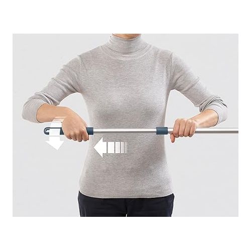 조셉조셉 Joseph Joseph CleanStore Wall-Mounted Adjustable Long Handle Broom Sweeper with Dust-Shield Storage, Indoor Sweeping Floor Brush with Soft Bristles and Comb