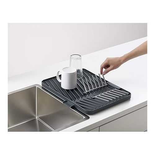 조셉조셉 Joseph Joseph Flip-Up Drain Board with Foldable Dish Rack, One-size, Gray