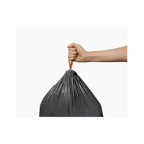 조셉조셉 Joseph Joseph IW6 Eco Recycled plastic Bin Liners, Kitchen Waste Bags With Tie Tape Drawstring Handles, Extra Strong - (4 Packs of 20, Total 80 Liners) Holds 30 Litres, Grey