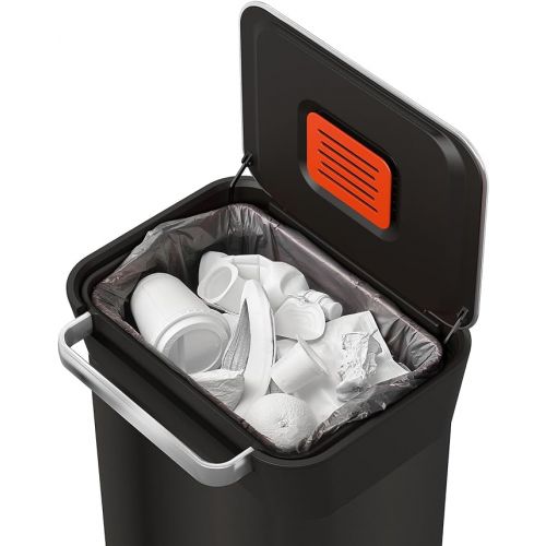 조셉조셉 Joseph Joseph Intelligent Waste Titan Trash Can Compactor Kitchen Bin with Odour Filter, Holds Up to 90L After Compaction, Black, 30L