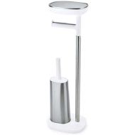 Joseph Joseph 70519 EasyStore Butler Toilet Paper Holder Stand and Flex Toilet Brush with Shelf and Drawer, Stainless Steel