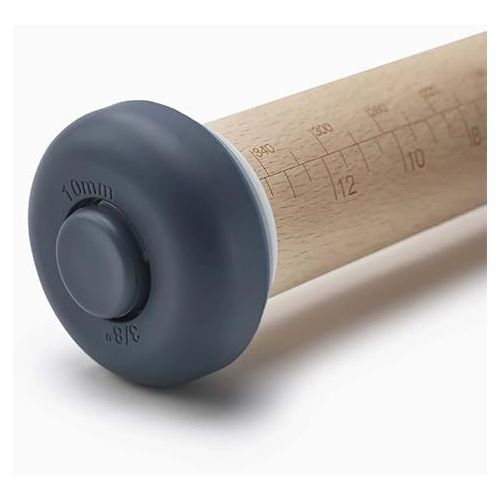 조셉조셉 Joseph Joseph PrecisionPin Baking Adjustable Rolling Pin - Consistent and Even Dough Thickness for Perfect Baking Results, Sky, 16.54