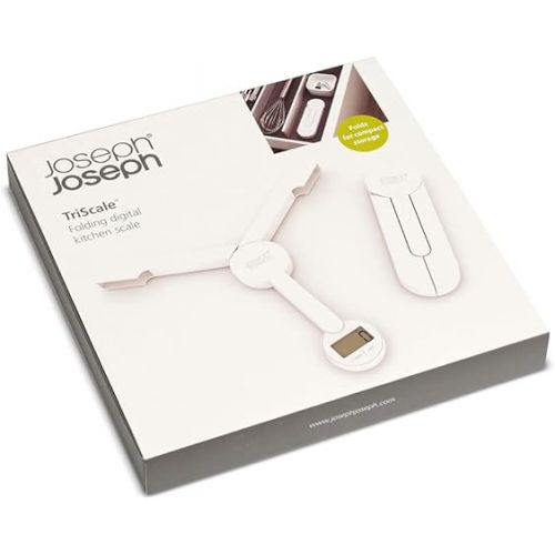 조셉조셉 Joseph Joseph Tri Scale - Kitchen Digital Food Scales, compact foldable, space saving with battery included, White