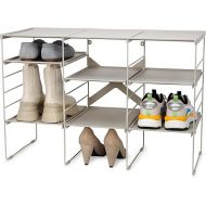 Joseph Joseph Level Adjustable Tier Shoe Rack Organiser, Durable Shelves and Steel Frame, Triple, Stores 12 pairs