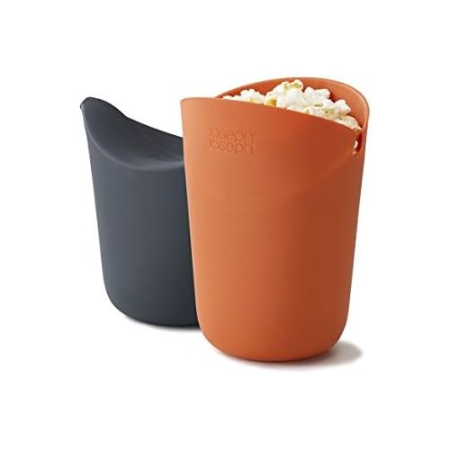 조셉조셉 Joseph Joseph 45018 M-CUISINE Portionsgefass fuer die Herstellung von Popcorn in der Mikrowelle, 2er Pack, Silikon, orange/grau