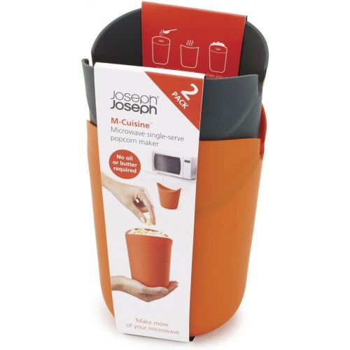 조셉조셉 Joseph Joseph 45018 M-CUISINE Portionsgefass fuer die Herstellung von Popcorn in der Mikrowelle, 2er Pack, Silikon, orange/grau