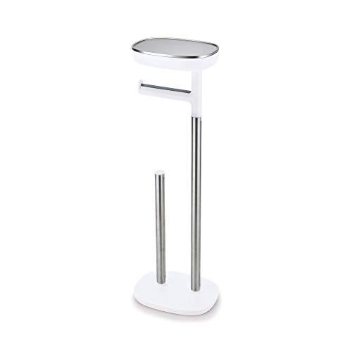 조셉조셉 Joseph Joseph 70518 EasyStore Butler Toilet Paper Holder Stand and Spare Roll Storage with Shelf and Drawer, Stainless Steel