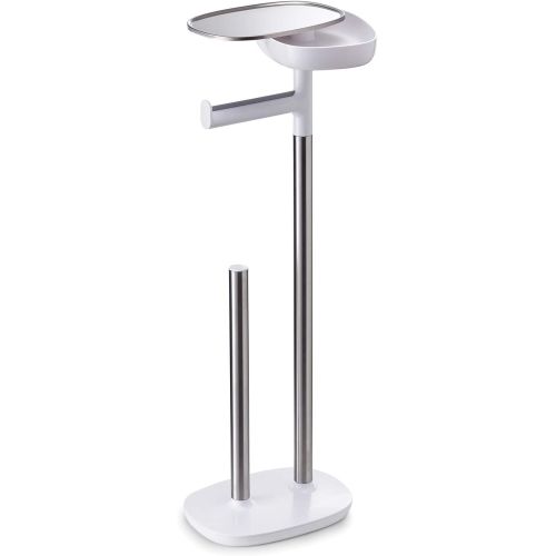 조셉조셉 Joseph Joseph 70518 EasyStore Butler Toilet Paper Holder Stand and Spare Roll Storage with Shelf and Drawer, Stainless Steel