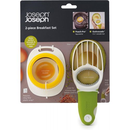 조셉조셉 Joseph Joseph 20114 Breakfast Set with GoAvocado Avocado Slicer and Poach-Pro Egg Poacher