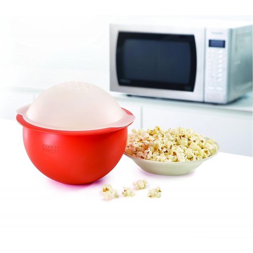 조셉조셉 Joseph Joseph 45016 M-Cuisine Microwave Popcorn Popper Maker Bowl with Kernel-Filtering Lid Plastic Silicone Food Safe BPA-Free, Orange