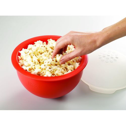 조셉조셉 Joseph Joseph 45016 M-Cuisine Microwave Popcorn Popper Maker Bowl with Kernel-Filtering Lid Plastic Silicone Food Safe BPA-Free, Orange