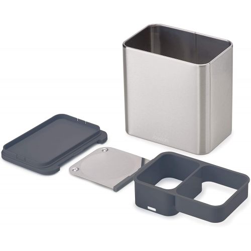 조셉조셉 Joseph Joseph 85161 Surface Utensil Holder with Removable Spoon Rest Easy-Clean for Long-Handled Tools, One-Size, Stainless Steel/Dark Gray