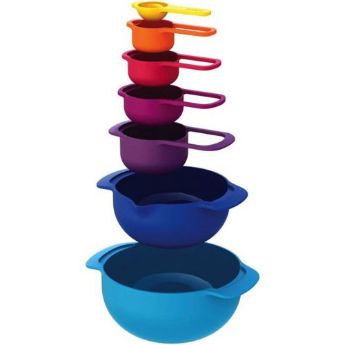 조셉조셉 Joseph Joseph 40033 Nest 7 Nesting Bowls Set with Mixing Bowls Measuring Cups, 7-Piece, Multicolored