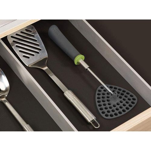 조셉조셉 Joseph Joseph 10161 Delta Folding Potato Masher Stores Flat Space Saving Locking, One-Size, Gray/Green