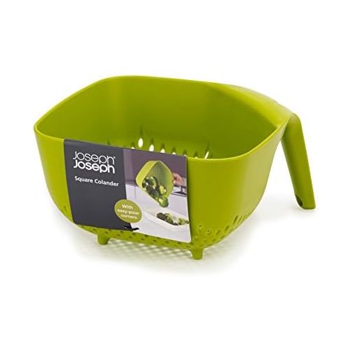 조셉조셉 Joseph Joseph 40088 Square Colander Stackable with Easy-Pour Corners and Vertical Handle, Medium, Green