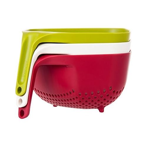 조셉조셉 Joseph Joseph 40088 Square Colander Stackable with Easy-Pour Corners and Vertical Handle, Medium, Green