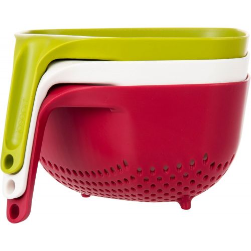 조셉조셉 Joseph Joseph 40088 Square Colander Stackable with Easy-Pour Corners and Vertical Handle, Medium, Green