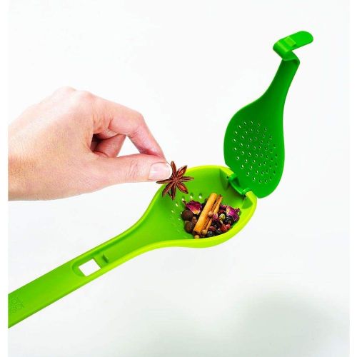 조셉조셉 Joseph Joseph 20075 Gusto Spice and Herb Infuser Spoon with Herb Stripper Soups Stews Casseroles, Green