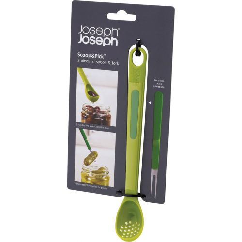 조셉조셉 Joseph Joseph 10105 Scoop & Pick Jar Spoon and Fork Set, Green