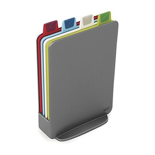 조셉조셉 Joseph Joseph 60098 Index Cutting Board Set with Storage Case Plastic Color Coded Dishwasher-Safe, Mini, Gray
