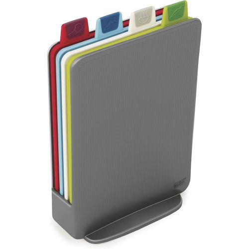조셉조셉 Joseph Joseph 60098 Index Cutting Board Set with Storage Case Plastic Color Coded Dishwasher-Safe, Mini, Gray