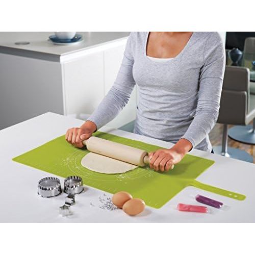 조셉조셉 Joseph Joseph 20031 Silicone Roll-Up Pastry Mat with Measurements, Green