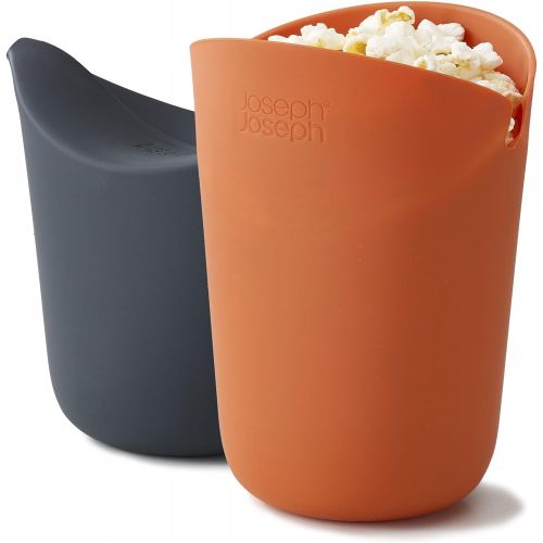 조셉조셉 Joseph Joseph 45018 M-Cuisine Microwave Popcorn Popper Maker Single Serve Portion Silicone Food Safe, 2-piece, Multicolored