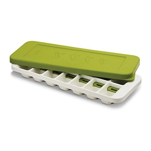 조셉조셉 Joseph Joseph 20018 QuickSnap Ice Cube Tray with Cover Lid Easy-Release No-Spill Stackable Odor-Free Dishwasher Safe, Green