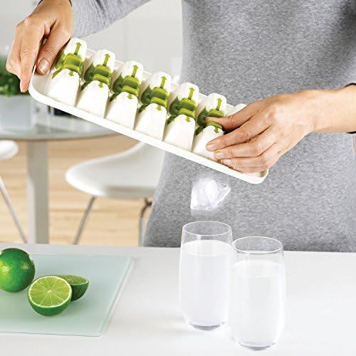 조셉조셉 Joseph Joseph 20018 QuickSnap Ice Cube Tray with Cover Lid Easy-Release No-Spill Stackable Odor-Free Dishwasher Safe, Green