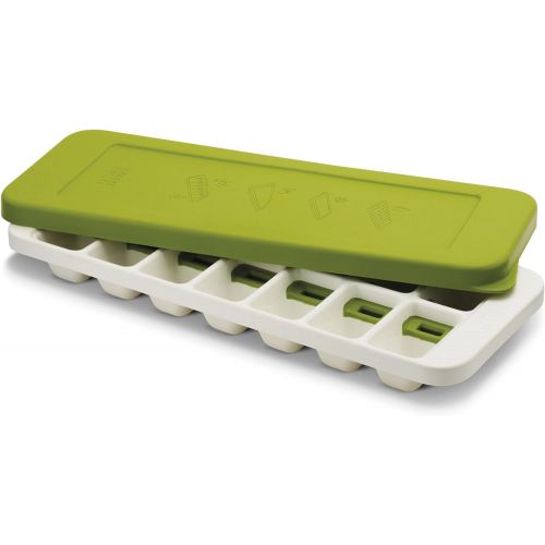 조셉조셉 Joseph Joseph 20018 QuickSnap Ice Cube Tray with Cover Lid Easy-Release No-Spill Stackable Odor-Free Dishwasher Safe, Green