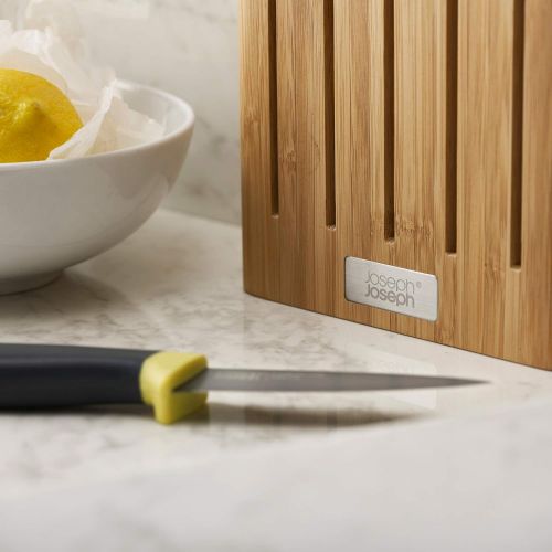 조셉조셉 Joseph Joseph 10300 Elevate Knife Set with Slimline Bamboo Block Japanese Stainless Steel, 6-piece, Opal