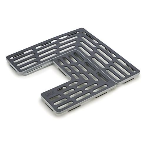 조셉조셉 Joseph Joseph 85037 SinkSaver Adjustable Sink Protector Mat Two Grid Sections Fits Different Drain Positions Non-Slip, Gray