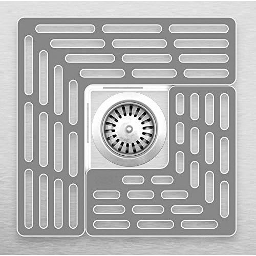 조셉조셉 Joseph Joseph 85037 SinkSaver Adjustable Sink Protector Mat Two Grid Sections Fits Different Drain Positions Non-Slip, Gray